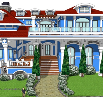 地中海独栋别墅su模型