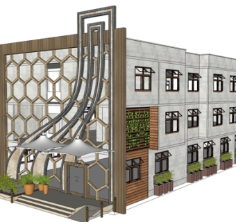 现代公寓楼su模型