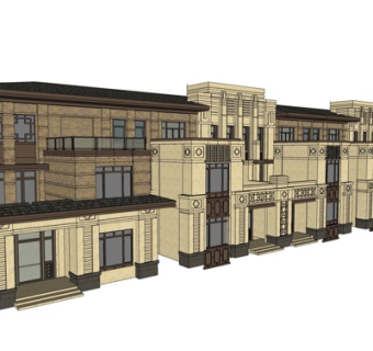新古典连排别墅su模型