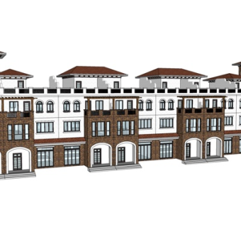 欧式连排别墅su模型