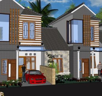 现代连排别墅外观su模型