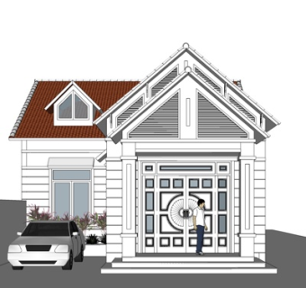 简欧独栋别墅外观su模型