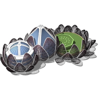 现代莲花艺术馆外观su模型