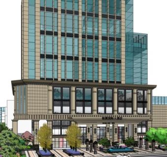 现代酒店外观su模型