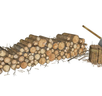 自然风木柴su模型