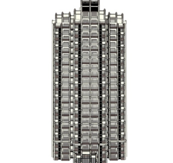 现代高层公寓楼su模型