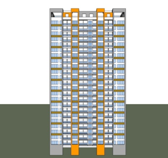 现代高层公寓楼su模型