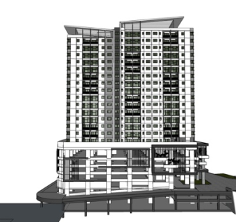 现代高层写字楼su模型