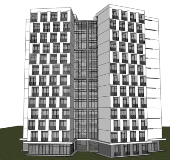现代高层公寓楼su模型
