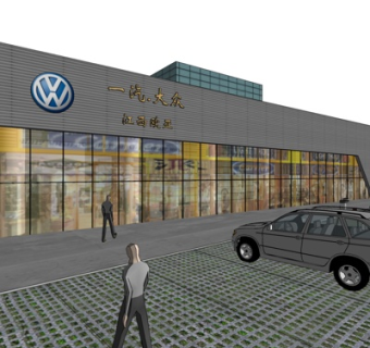 现代大众汽车专卖店su模型