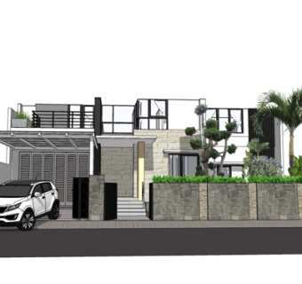 现代独栋别墅su模型