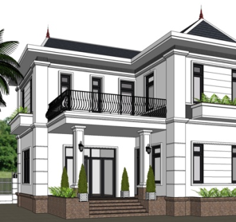 简欧独栋别墅su模型