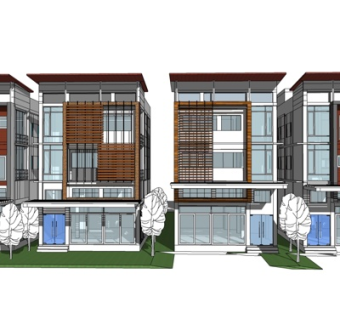 现代独栋别墅su模型