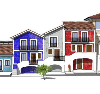 地中海连排别墅su模型