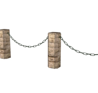 现代铁链护栏su模型