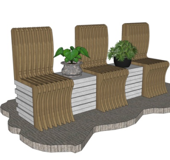 现代实木公用椅su模型