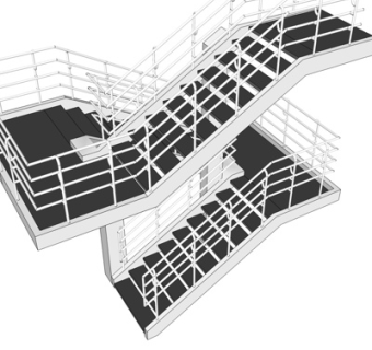 现代金属楼梯su模型