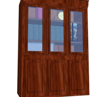 新中式实木装饰柜su模型