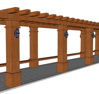 现代实木廊架su模型