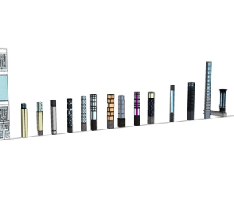 新中式户外景观灯组合su模型