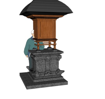 中式景观灯su模型