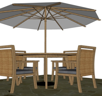 现代实木休闲桌椅su模型