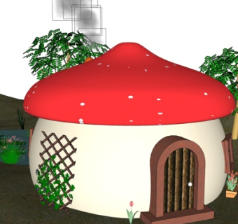 欧式蘑菇屋外观su模型