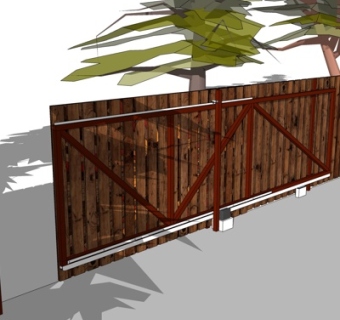 现代实木围墙护栏su模型