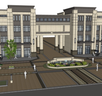 新古典沿街商业建筑su模型