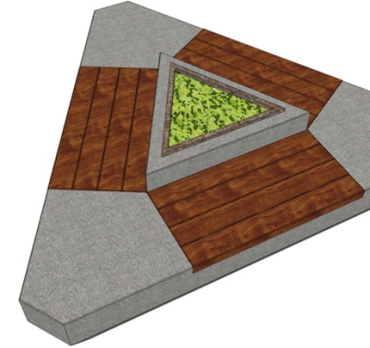 现代三角形花坛su模型