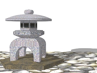 中式景观石灯su模型