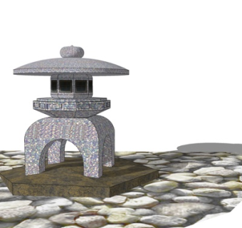 中式景观石灯su模型