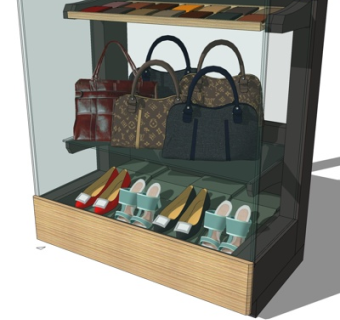 现代商场玻璃展柜su模型