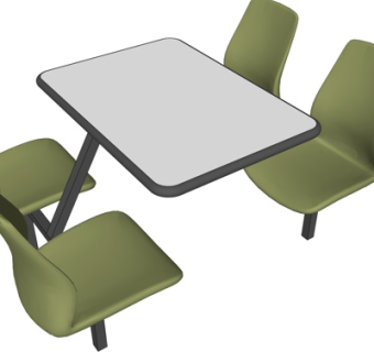 现代卡座餐桌椅su模型