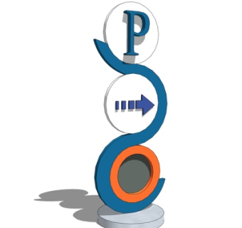 现代路标指示牌su模型