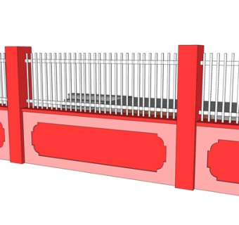 现代围墙护栏su模型