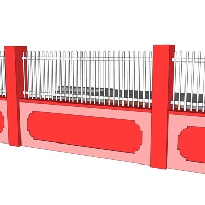 现代围墙护栏su模型