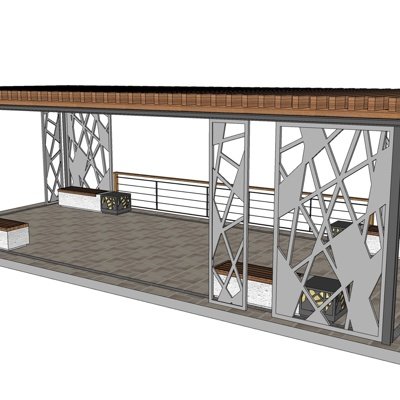 现代廊架凉亭su模型