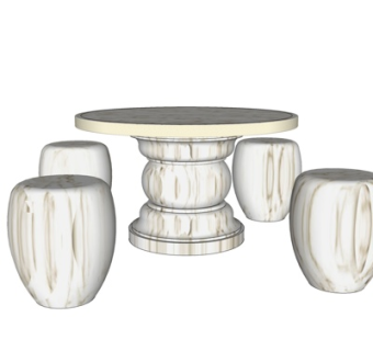 现代玉石休闲桌椅su模型