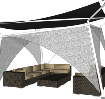 现代布艺多人沙发su模型