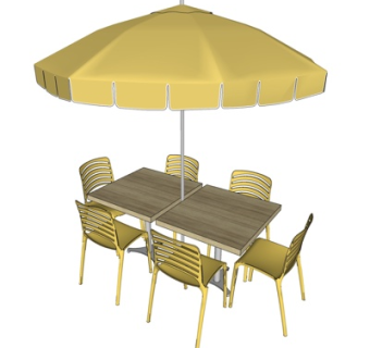 现代户外餐桌椅su模型