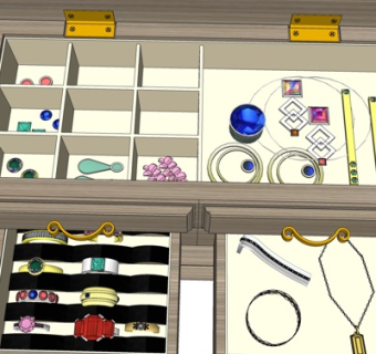 现代实木首饰盒su模型