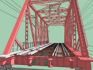 工业风金属桥梁su模型