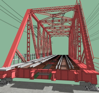 工业风金属桥梁su模型