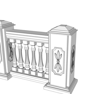 现代石雕护栏su模型
