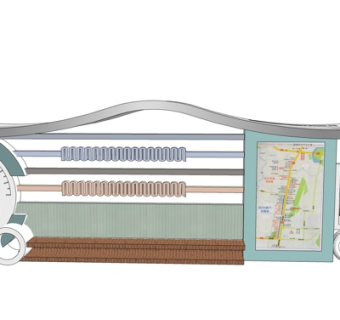 现代公交站台su模型