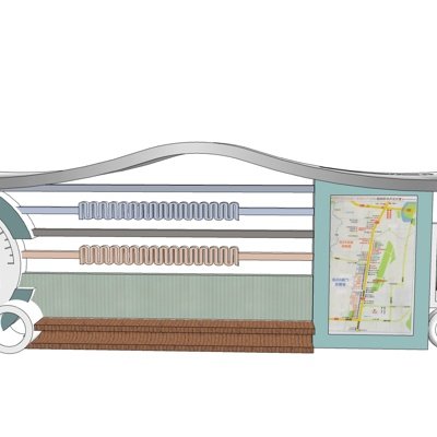 现代公交站台su模型