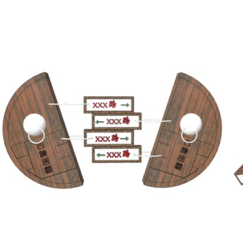 新中式公交站台su模型