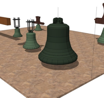 中式青铜钟su模型