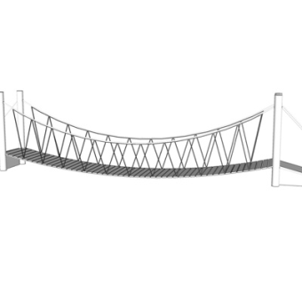 现代实木吊桥su模型